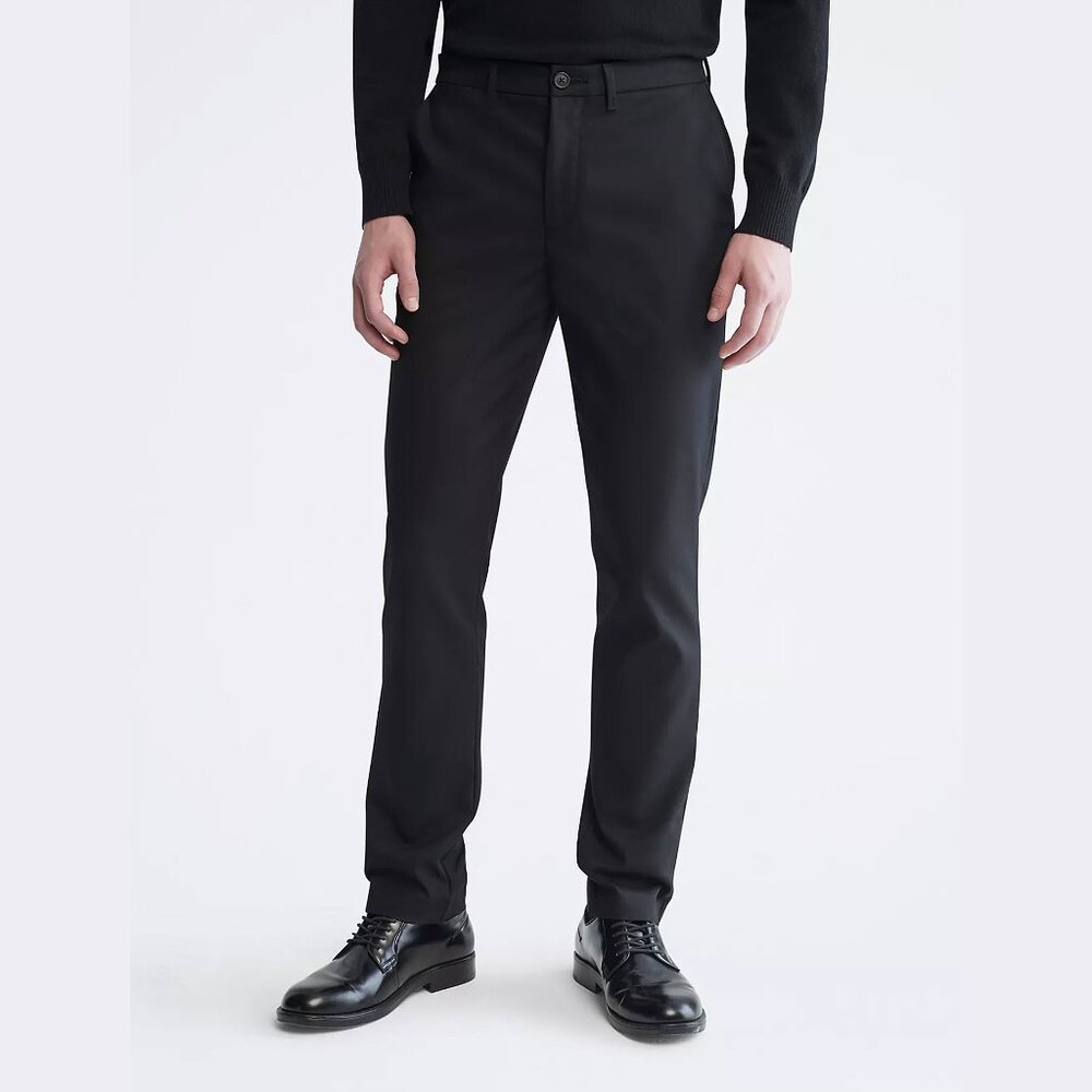 Calvin Klein Modern Flex/ Stretch Slim Men's Black Trouser 34W x 30L -(Preowned)